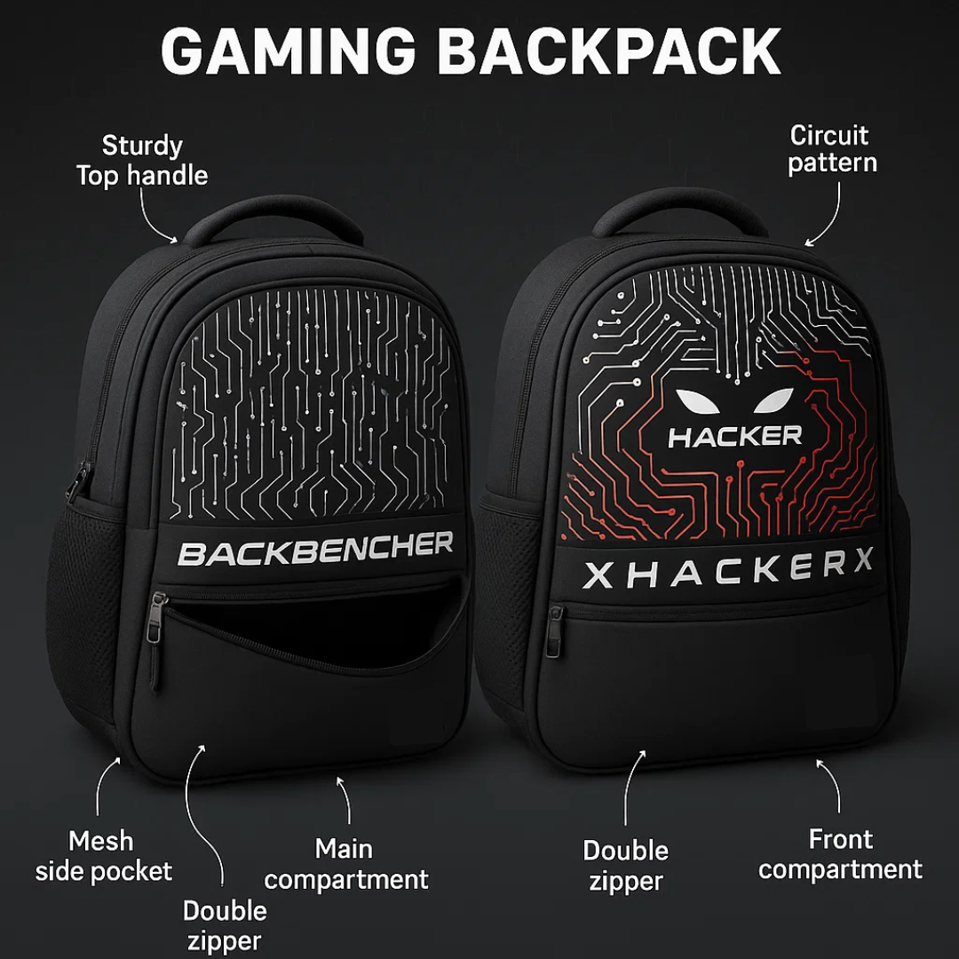 Urban Pro Backbencher & Hacker Combo Bag 28L – Laptop & School Backpack for Students and Gamers