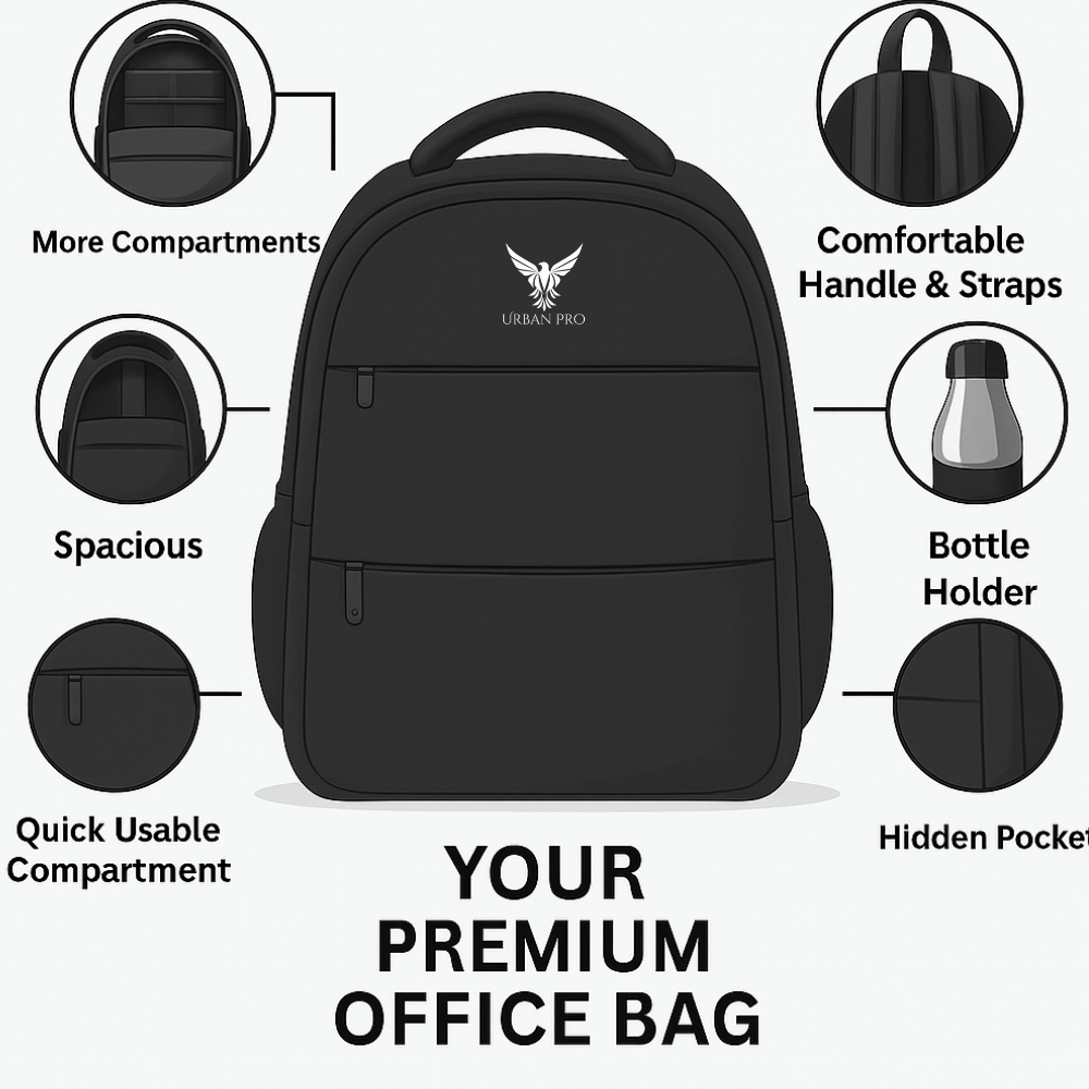 Urban Pro Premium Office Laptop Backpack – 35L Capacity | Lightweight & Stylish