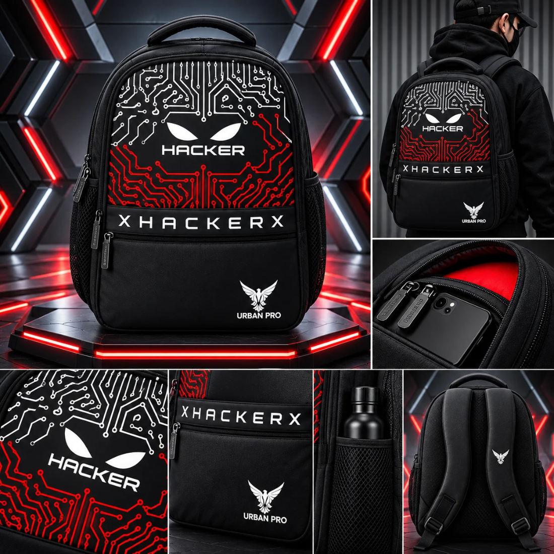 Urban Pro Hacker Black Laptop Backpack
