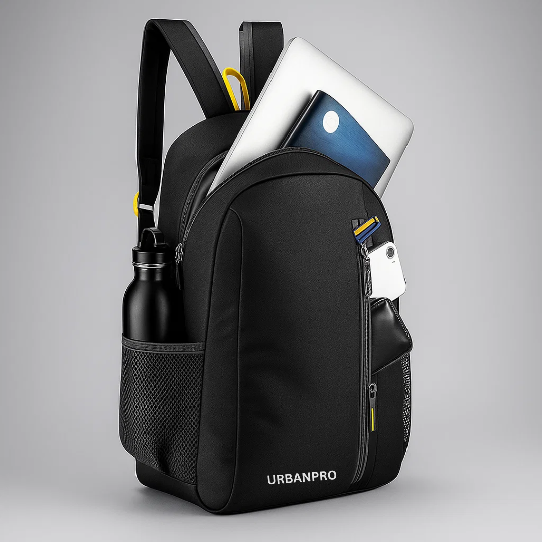 Urban Pro Motion 25L Daily Daypack | School, College & Office Backpack for Men & Women (Black)