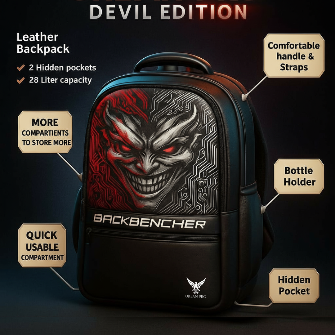Urban Pro Devil 28L School & Laptop Backpack – Durable, Water-Resistant, Ergonomic for Students and Professionals